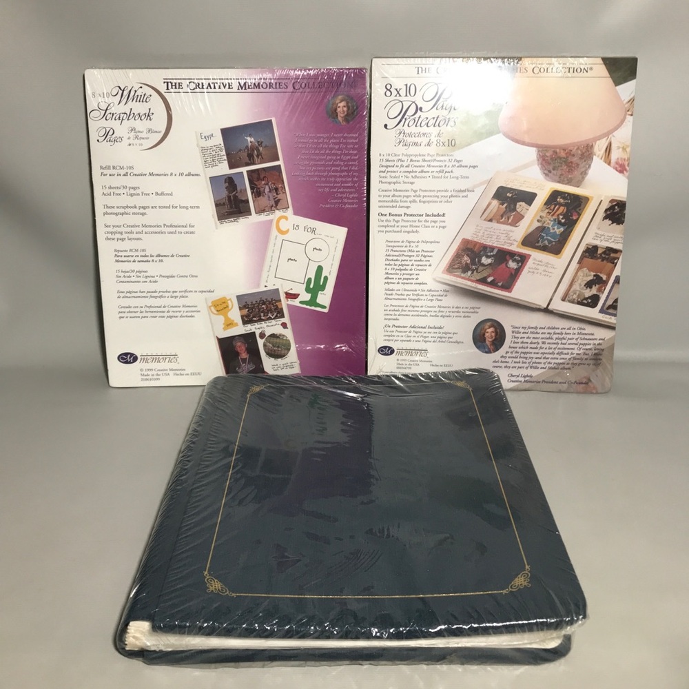 Creative Memories Bundle 8 X 10 Blue Album, White Refill Pages & Page Protectors